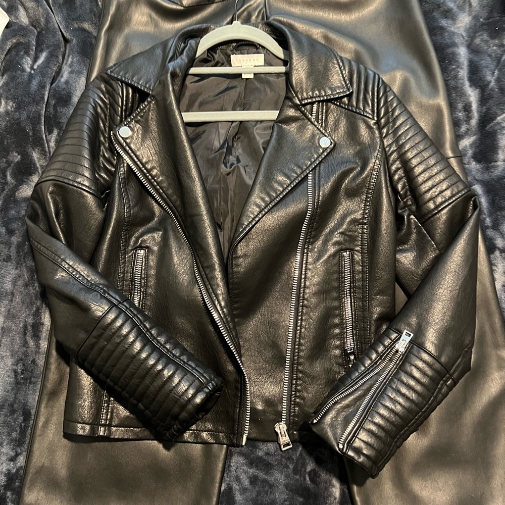 Topshop faux leather biker jacket